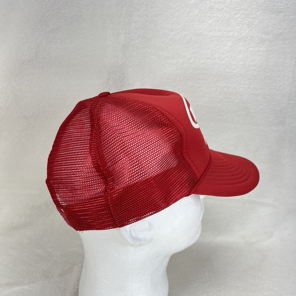 Vintage E-ONE Americas Firetruck Trucker Cap Hat White Red Mesh Back Snapback - Picture 8 of 13